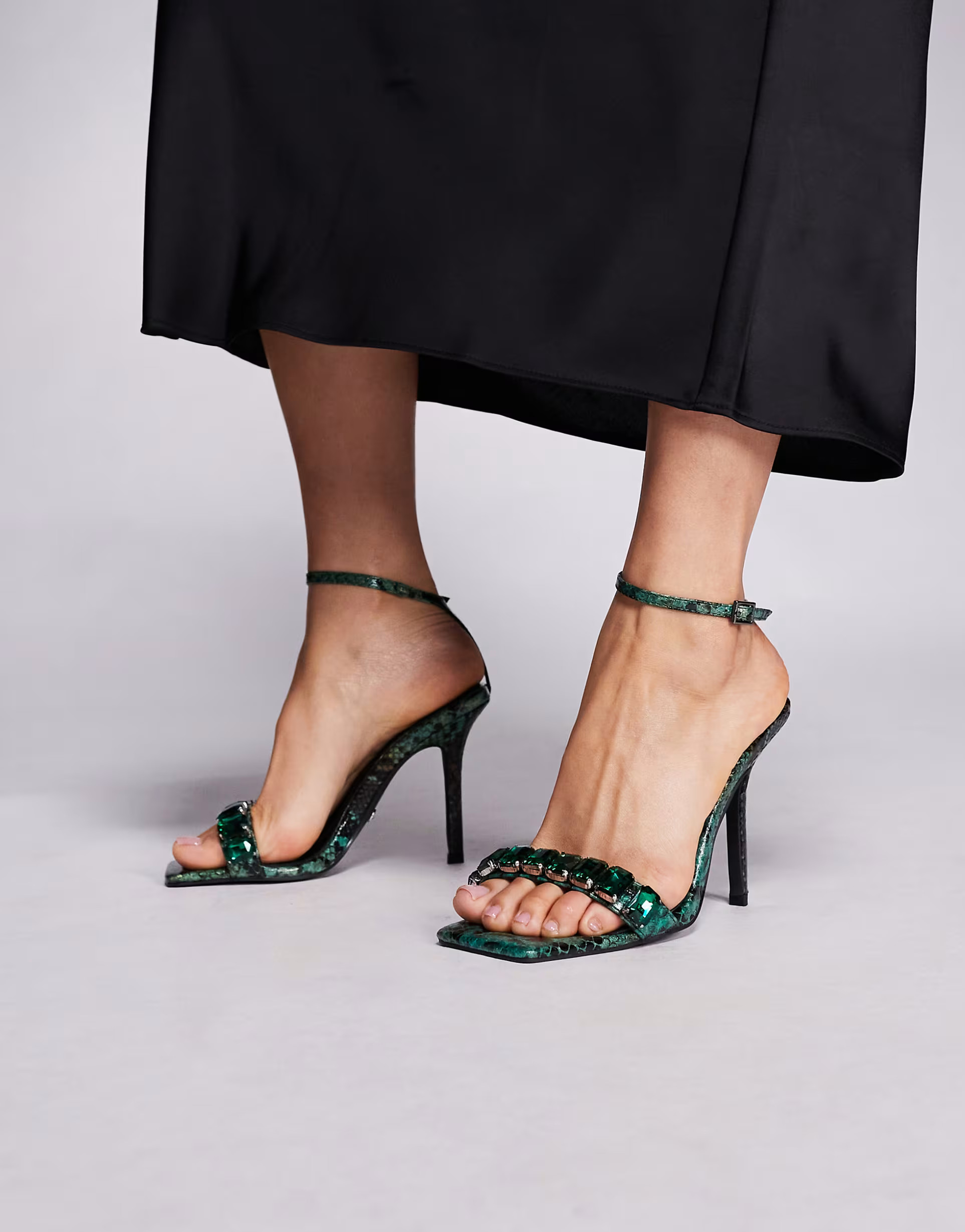 Azalea Wang Periis embellished detail high heels in green snake | ASOS | ASOS (Global)