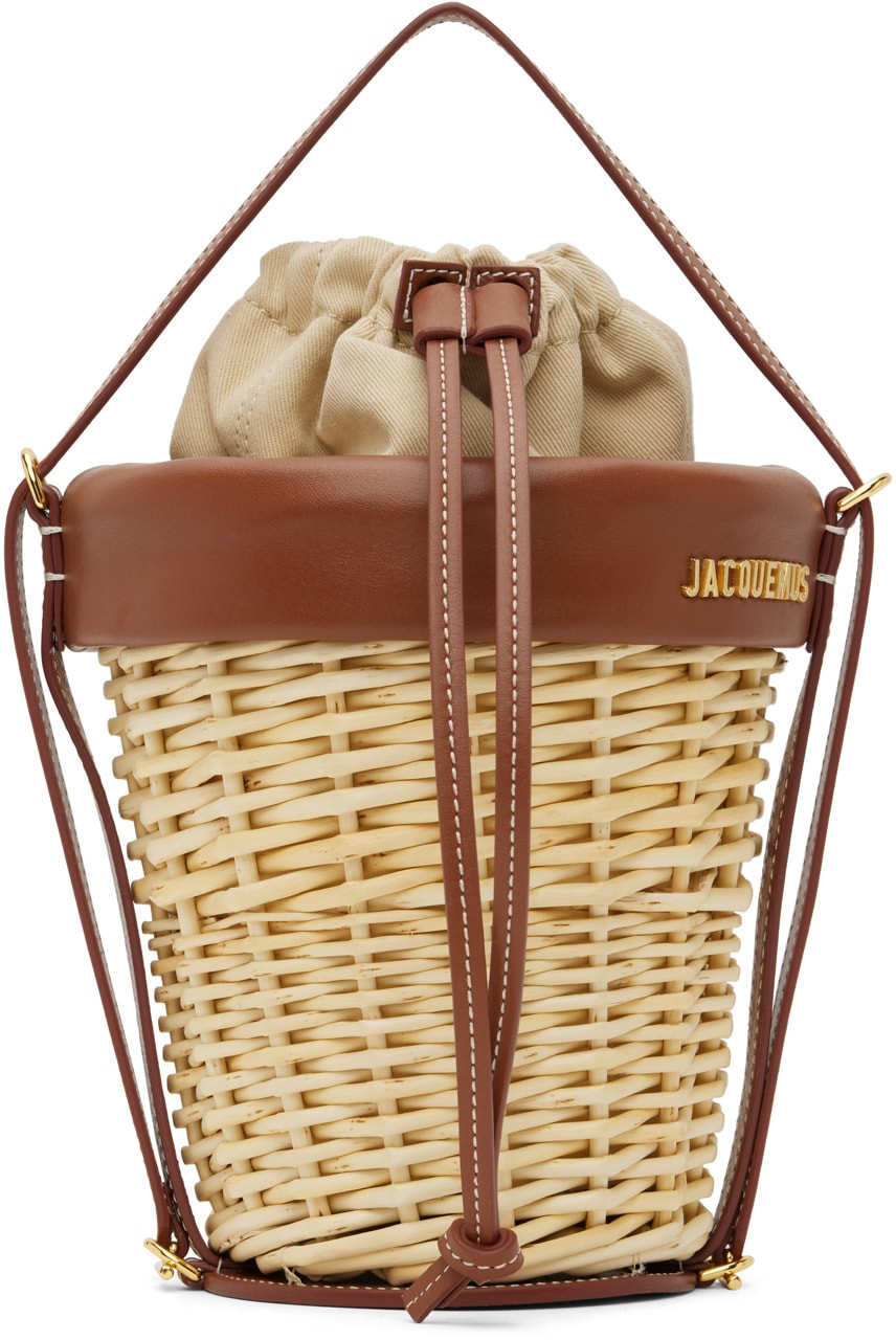 Beige & Brown Le Raphia 'Le Panier Seau' Bag | SSENSE