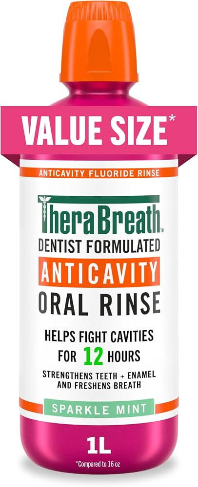 TheraBreath Anticavity Fluoride Mouthwash, Sparkle Mint, Dentist Formulated, 1 Liter | Amazon (US)