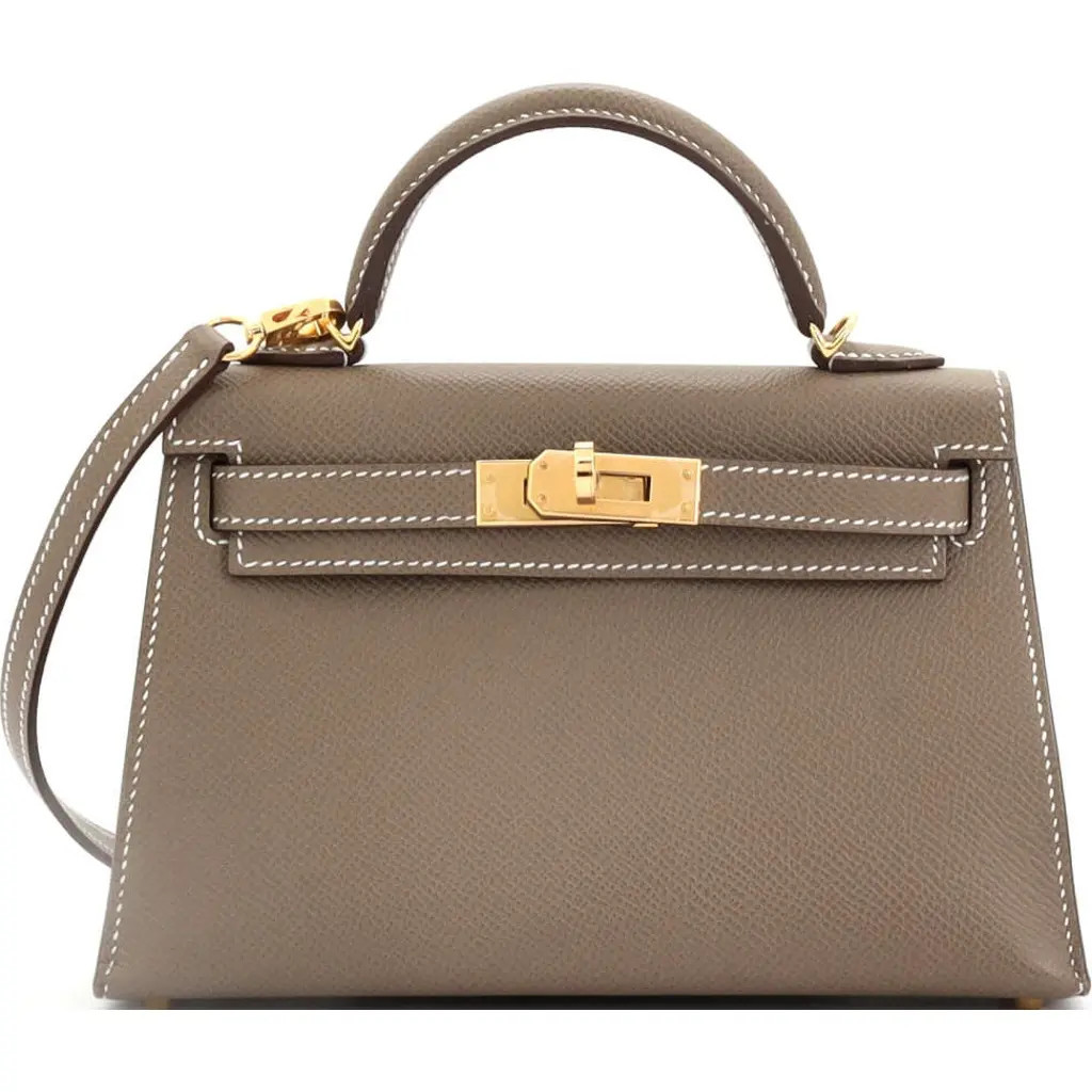 Pre-Owned Hermes Kelly Mini II Bag Grey Madame with Gold Hardware 20 in Etoupe at Nordstrom, Size X-Small | Nordstrom