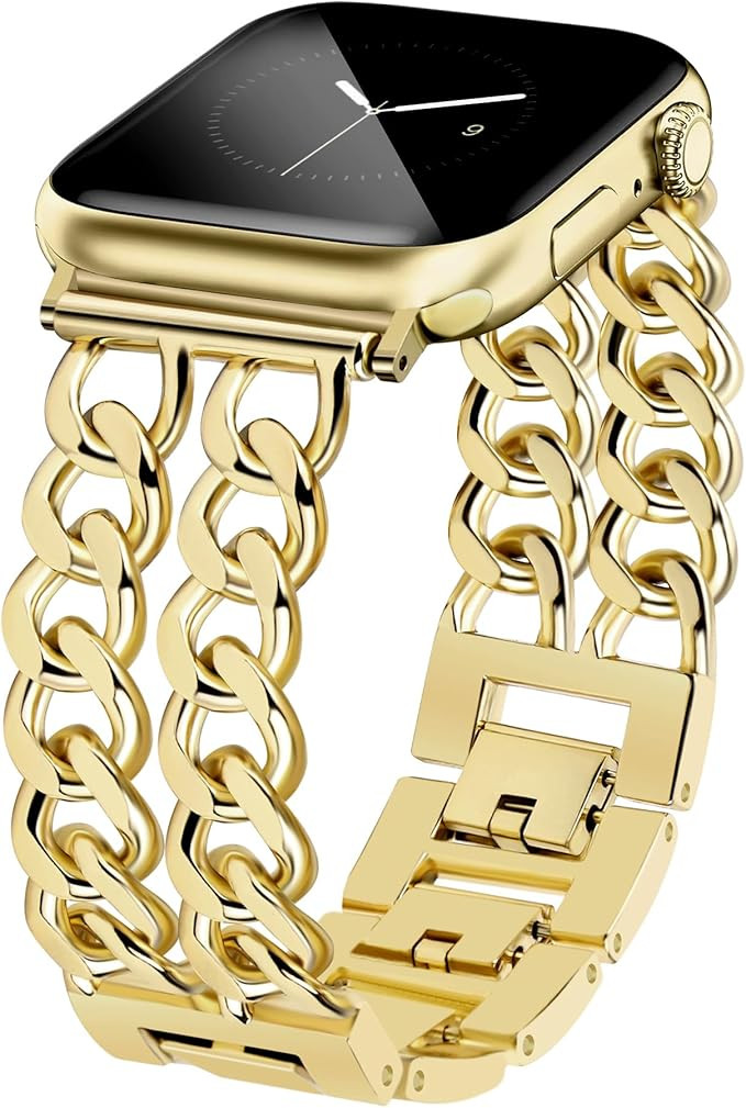 JR.DM Gold Watch Bands for Women Compatible with Apple Watch Band 38mm 40mm 41mm 42mm (S10) Adjus... | Amazon (US)