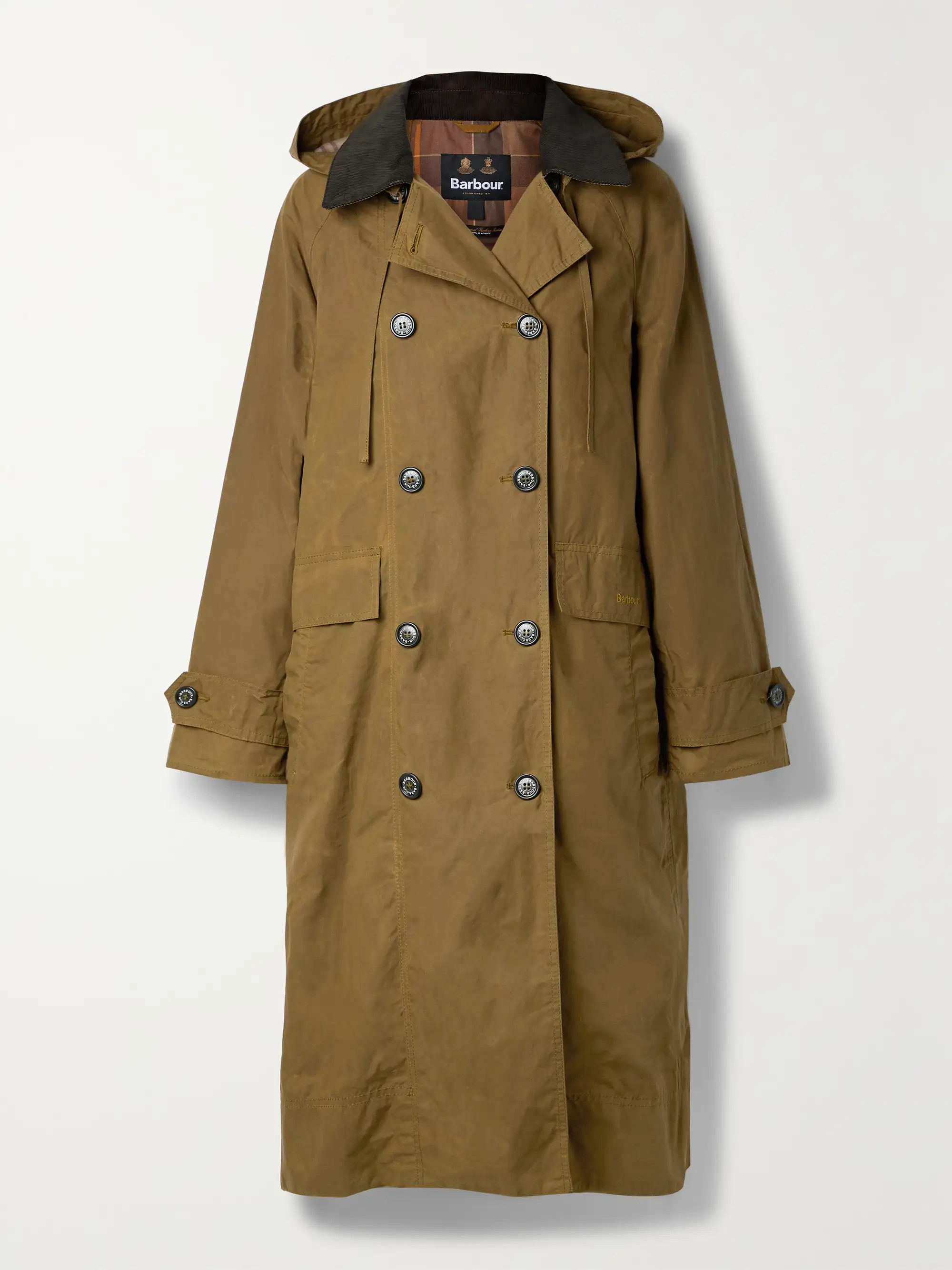 Greenock hooded double-breasted corduroy-trimmed cotton trench coat | NET-A-PORTER (US)