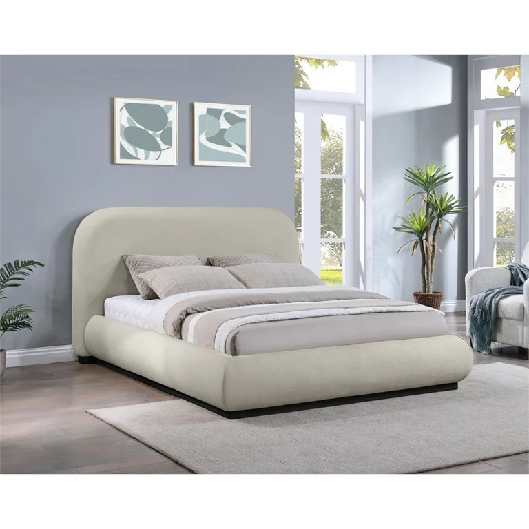 Pemberly Row Modern / Contemporary Beige Soft Fabric King Bed | Walmart (US)