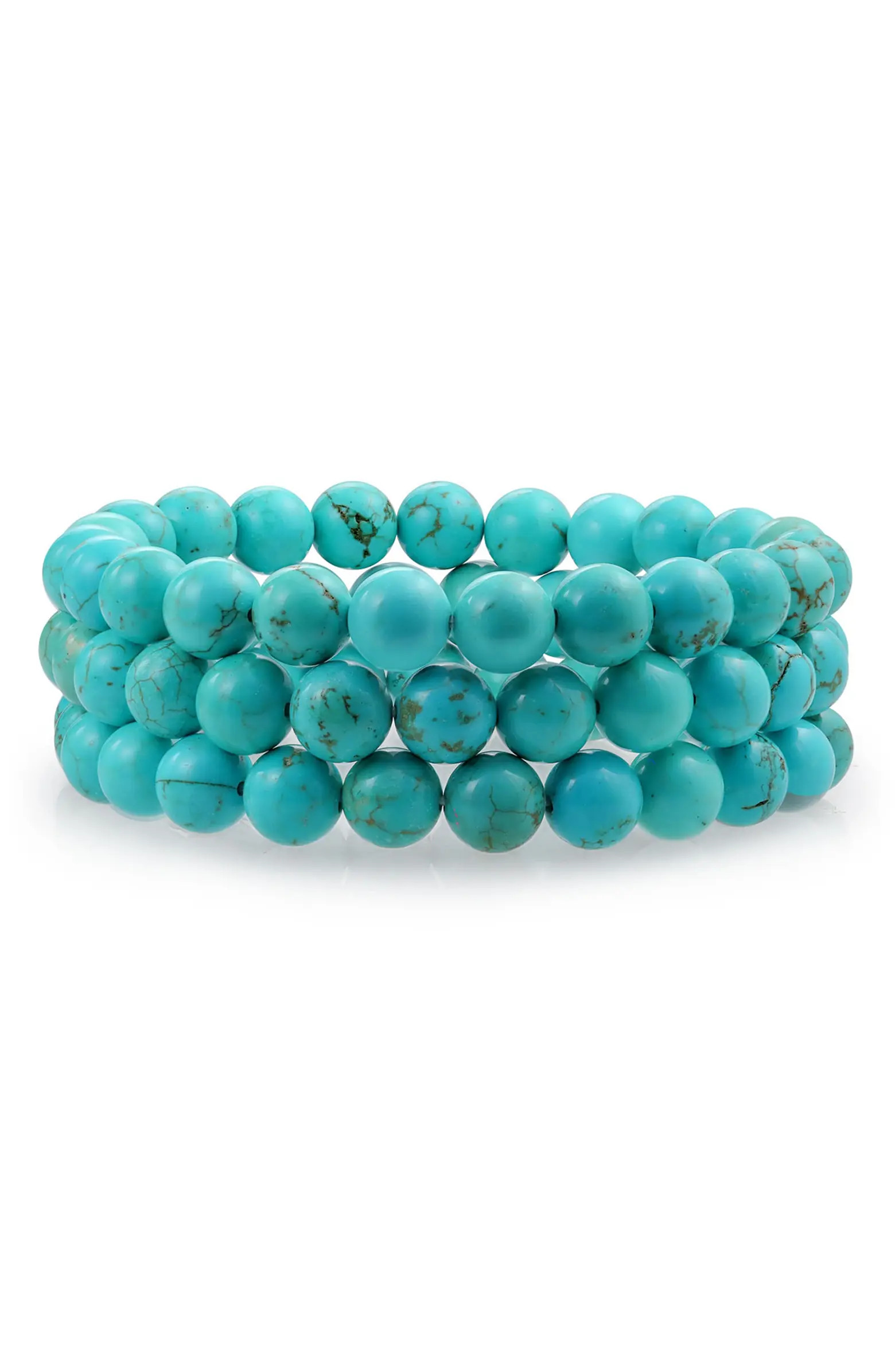 Set of 3 Turquoise Bead Multi Strand Stretch Bracelet | Nordstrom Rack