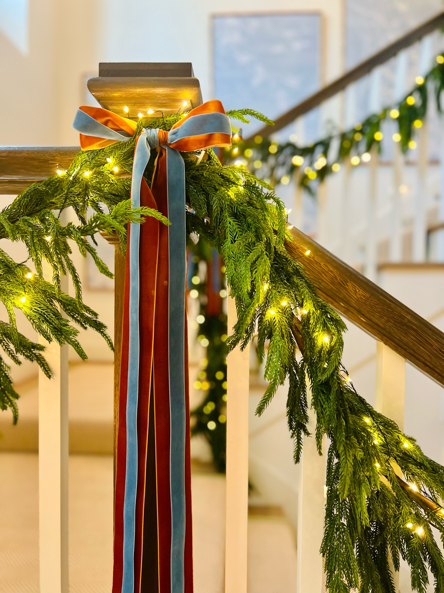 Garland and ribbon and lights and zip ties 

#LTKhome #LTKHoliday #LTKSeasonal
