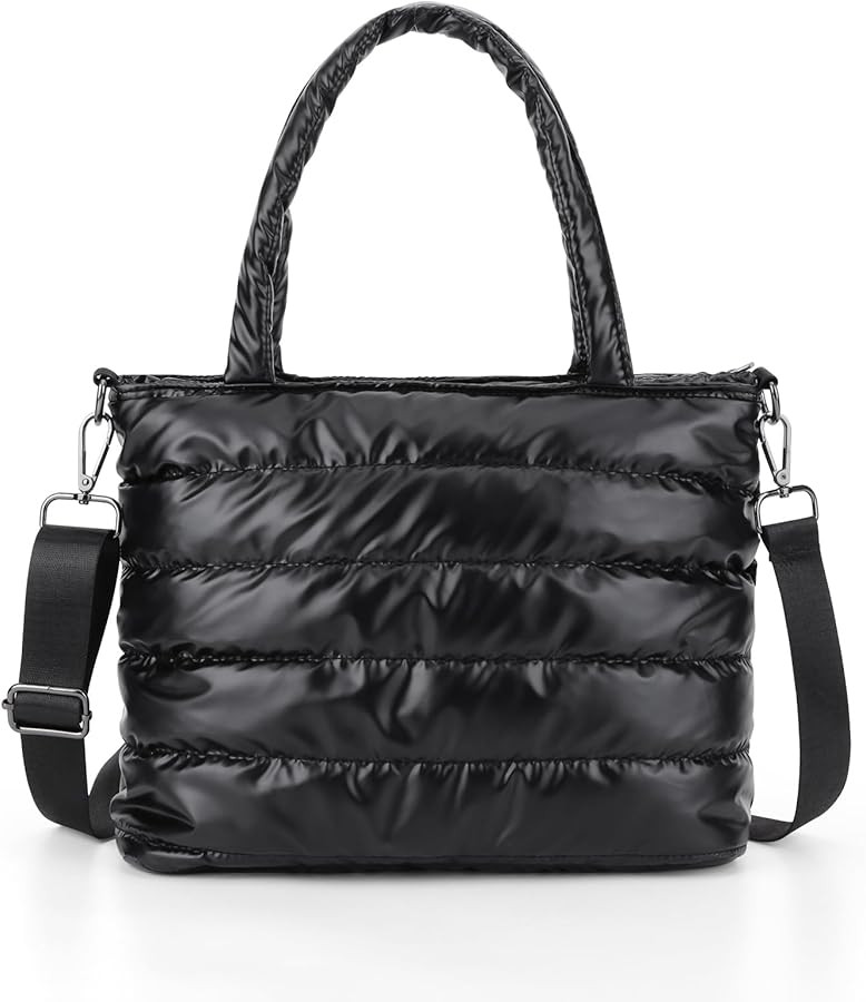 Puffer Tote Bag for Women Quilted Puffy Handbag Lightweight Winter Down Cotton Padded Shoulder Ba... | Amazon (US)