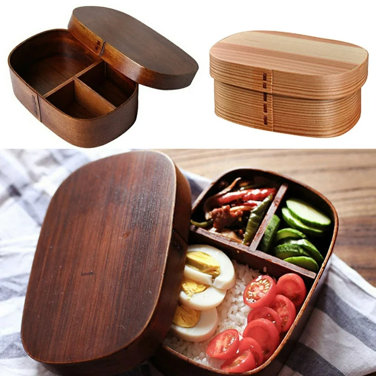 SPRING PARK Lunch Box Wooden Japanese Bento Food Container Kids School Travel Picnic Gift | Walmart (US)