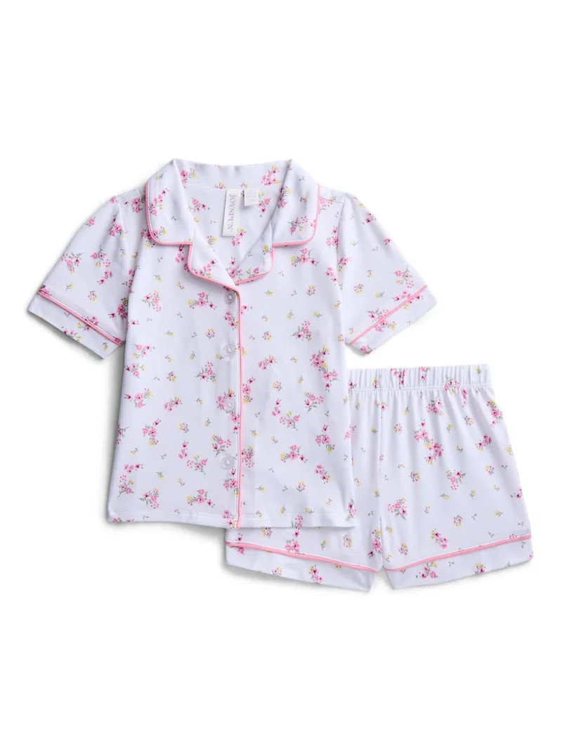 Joyspun Toddler Mommy and Me Notch Collar Top and Shorts Family Matching Pajama Set, Sizes 2T-5T | Walmart (US)