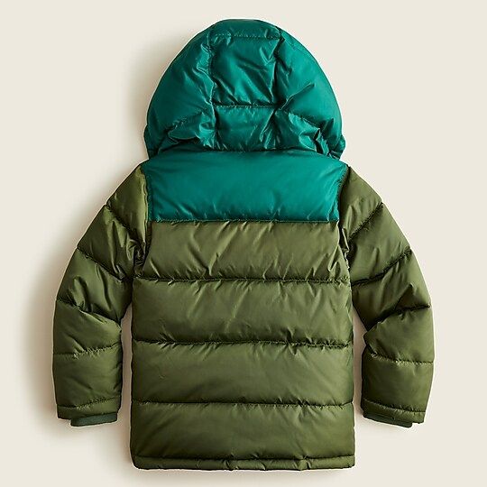 Kids' colorblock puffer jacket with eco-friendly PrimaLoft® | J.Crew US