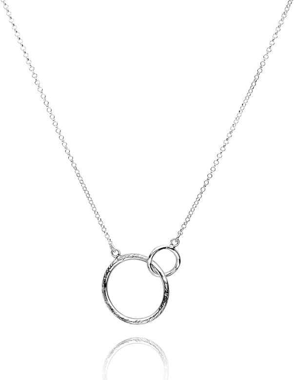 925 Sterling Silver Necklace Pendant on a Rolo Chain With 2 Infinity Interlocking Hoops, Vintage ... | Amazon (US)