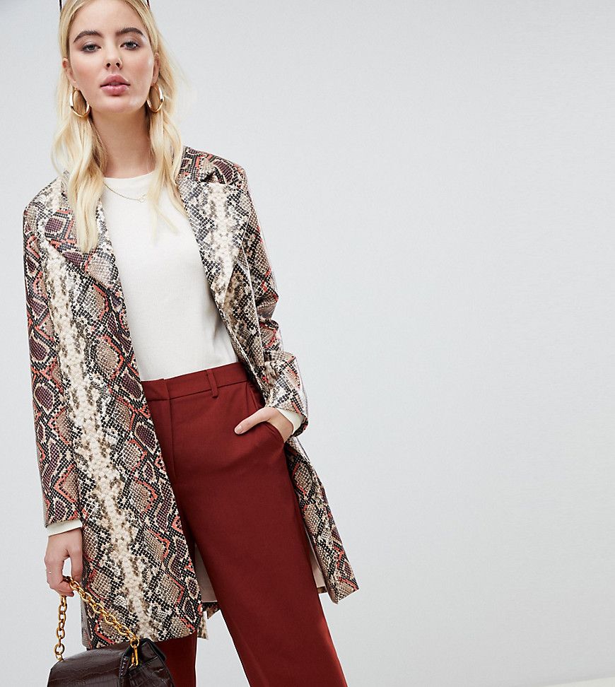 UNIQUE21 oversized coat in snake print - Pink | ASOS US