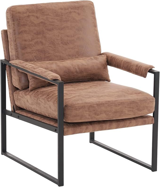 Accent Leisure Chair, Mid-Century Modern Technology Fabric Arm Chair with Iron Frame Armrests and... | Amazon (US)