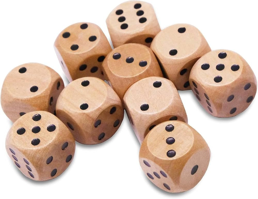 10 Pack Wooden Dice Set - Standard 16mm 6 Sided - Perfect for Board Games and RPGs | Amazon (US)