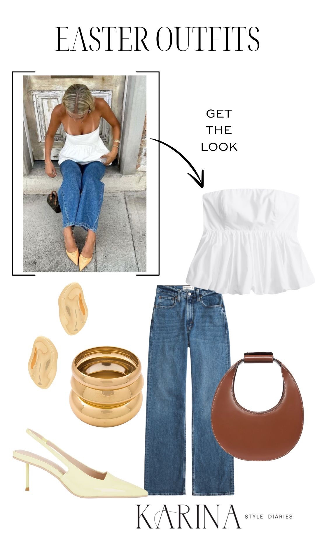 A spring outfit that doubles up as an Easter Sunday look! 🐇🌷 Run — this strapless bubble hem top is currently on sale for $35! The simple design and neutral color makes it a breeze to style with a variety of bottoms, shoes, and accessories. Aside from Easter, you could wear this combo as a spring date night outfit or a girls trip look. Consider adding a cardigan or white denim jacket if you need some extra warmth… 

#LTKSaleAlert #LTKSpringSale #LTKSeasonal