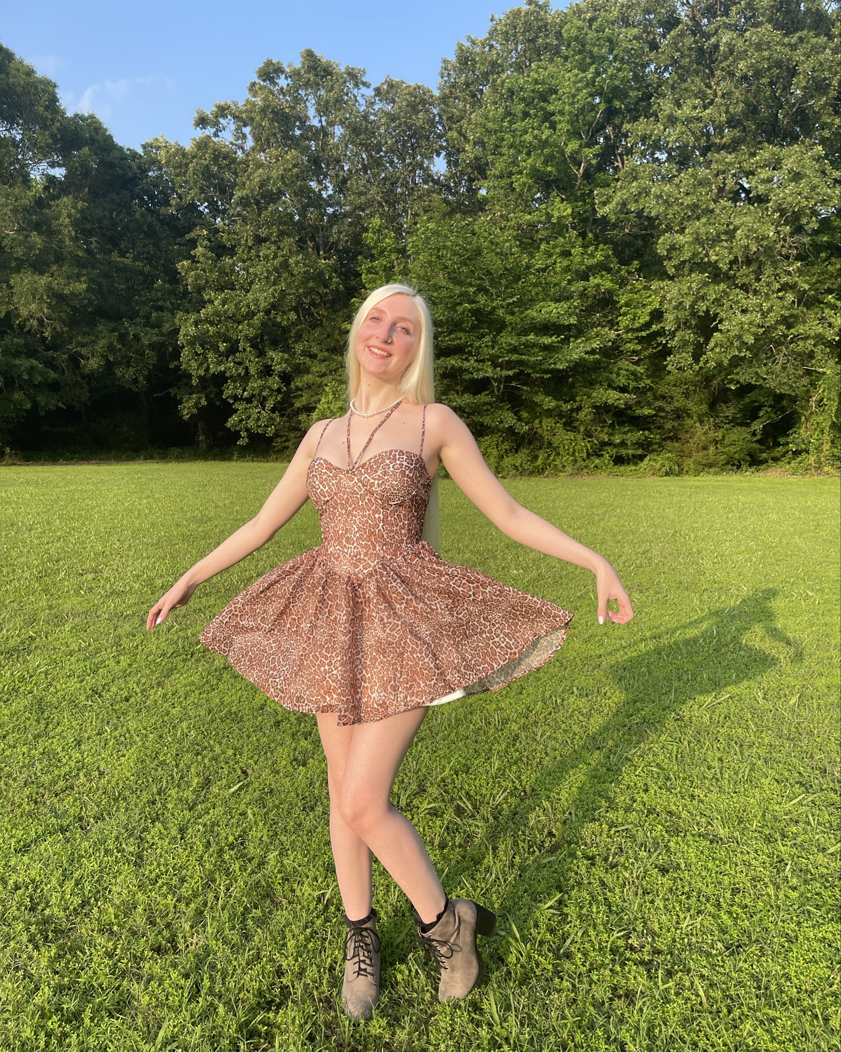 Wearing a beautiful leopard print dress from Cherley in size Small along with grey suede heels that fit TTS and a pearl necklace. The exact dress is linked below along with similar accessories! You can use code ethereal15 for 15% off from Cherley! 

#LTKFindsUnder50 #LTKFallSale #LTKSaleAlert