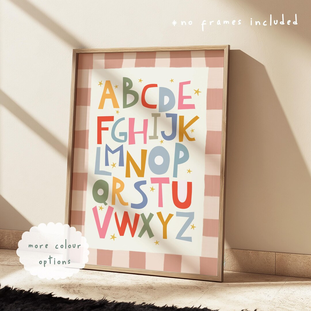 Educational Alphabet Chart Print in Custom Colours, ABC Print, Colourful Children’s Bedroom Pla... | Etsy (US)