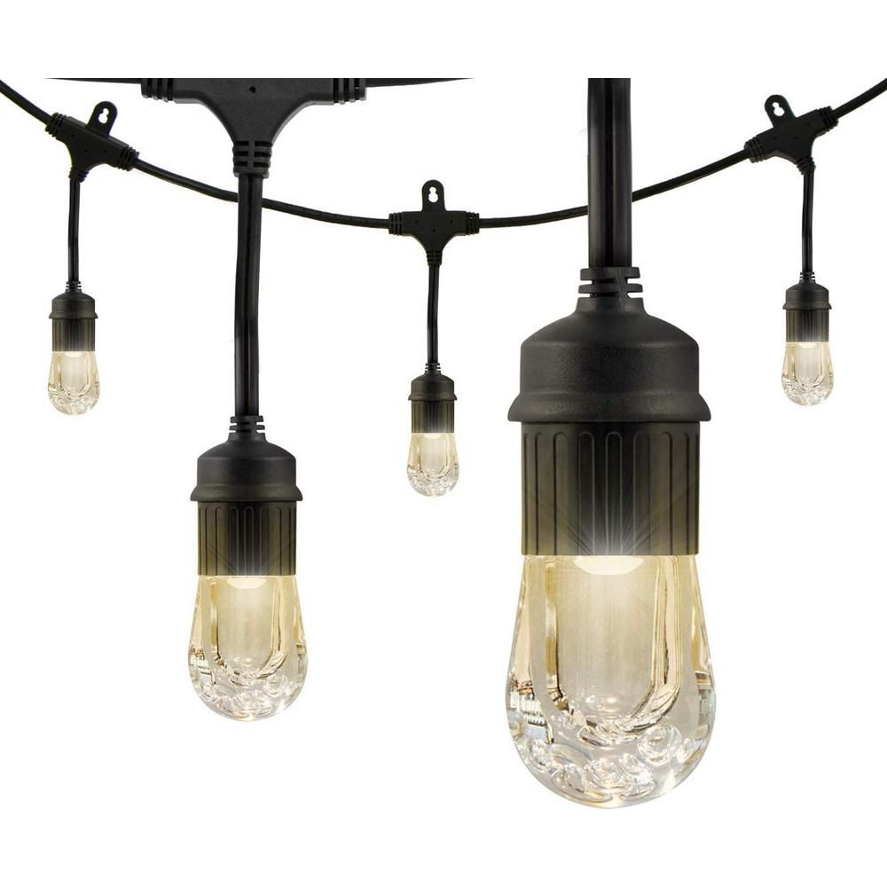 Enbrighten 9-Bulb 18 ft. Cafe Integrated LED String Lights, Black 33307 - The Home Depot | The Home Depot