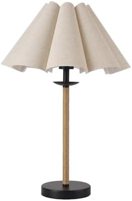 KUNJOULAM Modern Table Lamp, 22.4" Woven Nightstand Lamp with Fabric Shade, Boho Hemp Rope Desk L... | Amazon (US)