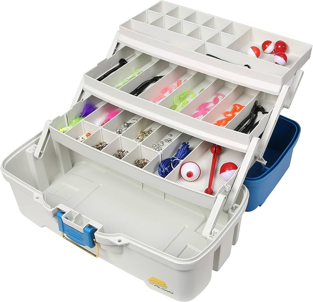 Plano Ready-Set-Fish 3-Tray Tackle Box with Tackle, Aqua Blue/Tan, One Size | Amazon (US)