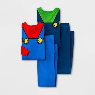 Boys' Nintendo Mario & Luigi 4pc Pajama Set - Blue | Target