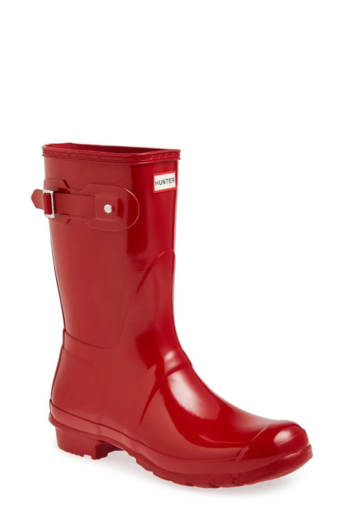 Women's Hunter Original Short Gloss Waterproof Rain Boot, Size 11 M - Red | Nordstrom