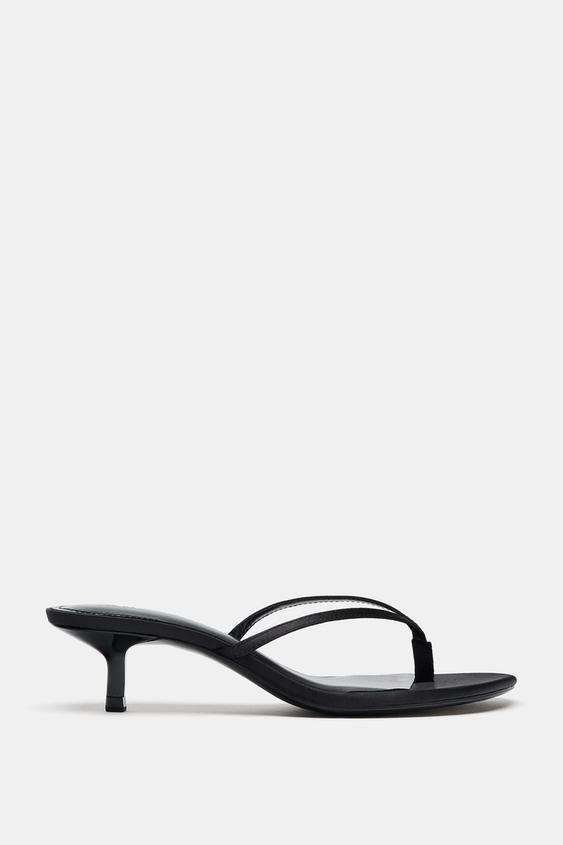 SATIN KITTEN HEEL SANDALS | Zara US