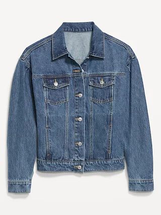 Tapered Puff-Sleeve Non-Stretch Jean Jacket for Women | Old Navy (US)