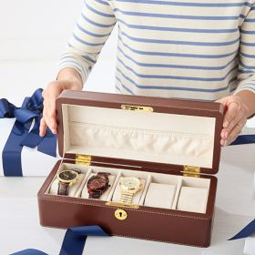 Classic Leather Top Stitch Watch Box | Mark and Graham