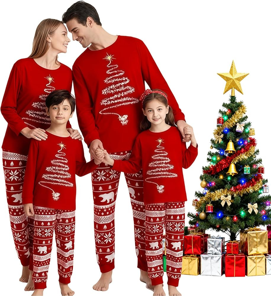 Christmas Pajamas Family Matching Pyjamas Womens PJs Pajamas Sleepwear Nightwear Set Christmas Pa... | Amazon (US)