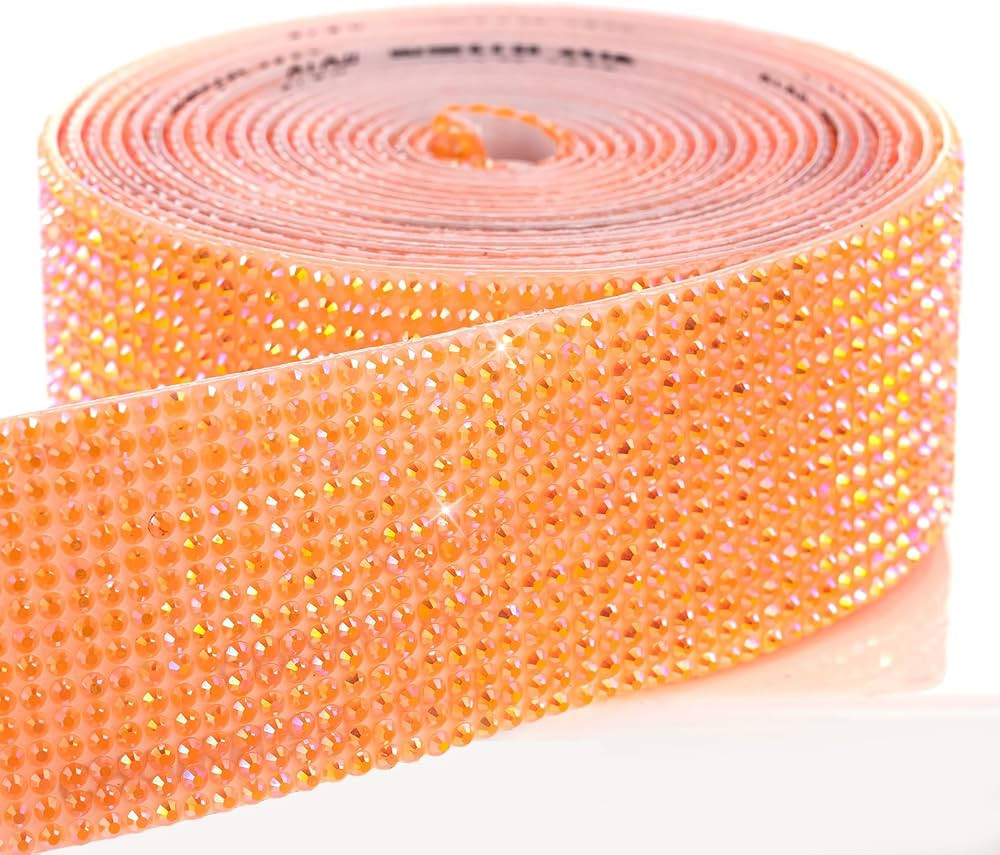 Novani Self Adhesive Rhinestone Ribbon, 1.18 Inch 3 Yards 1 Roll, Orange AB Diamond Bling Strips ... | Amazon (US)