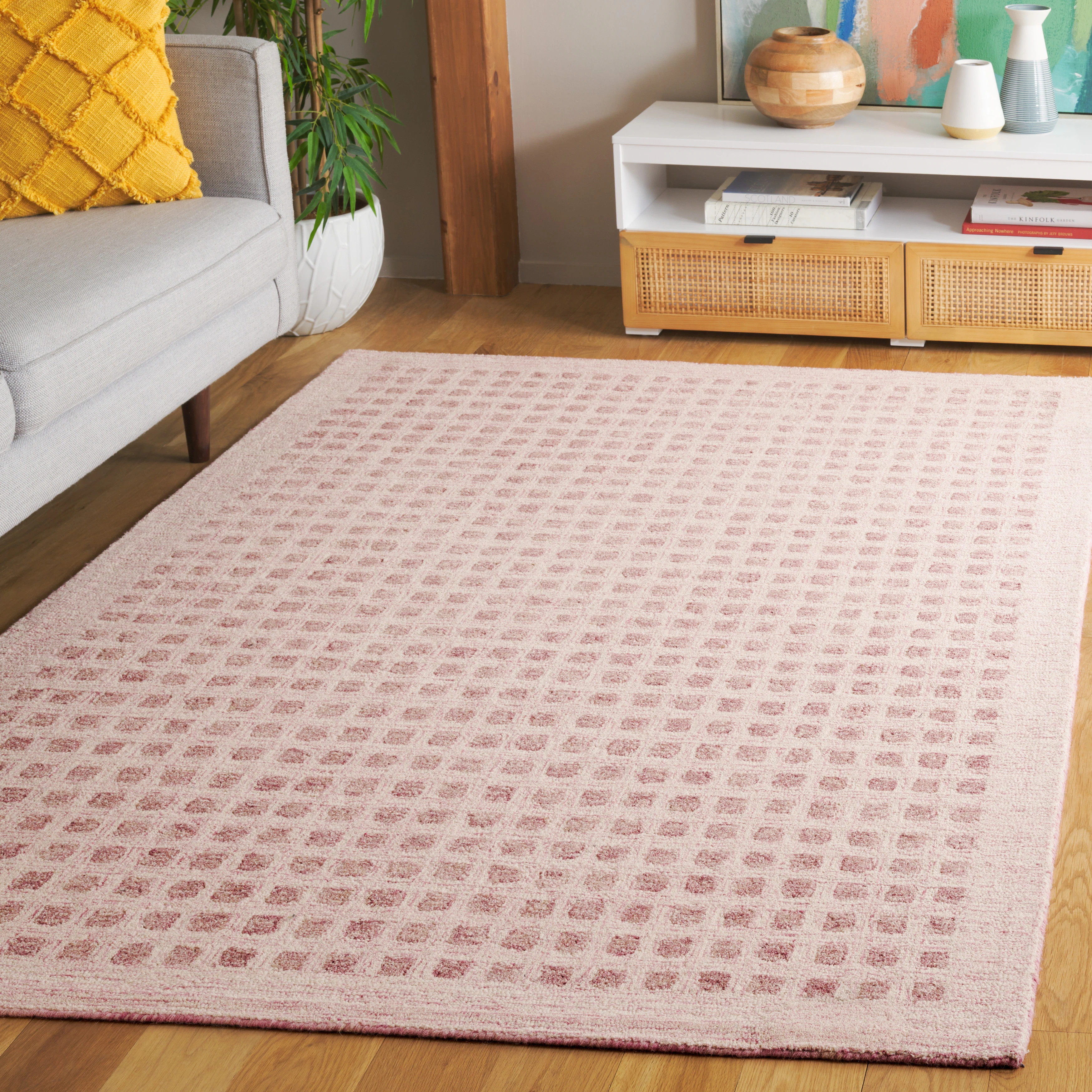 SAFAVIEH Handmade Abstract Nurcan Modern & Contemporary Wool Rug - 8' x 10' - Pink | Overstock