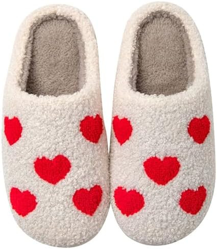 DATAROPE Heart Slippers Valentines Slippers For Women Men Indoor Fuzzy Warm Cotton Cozy Bedroom S... | Amazon (US)