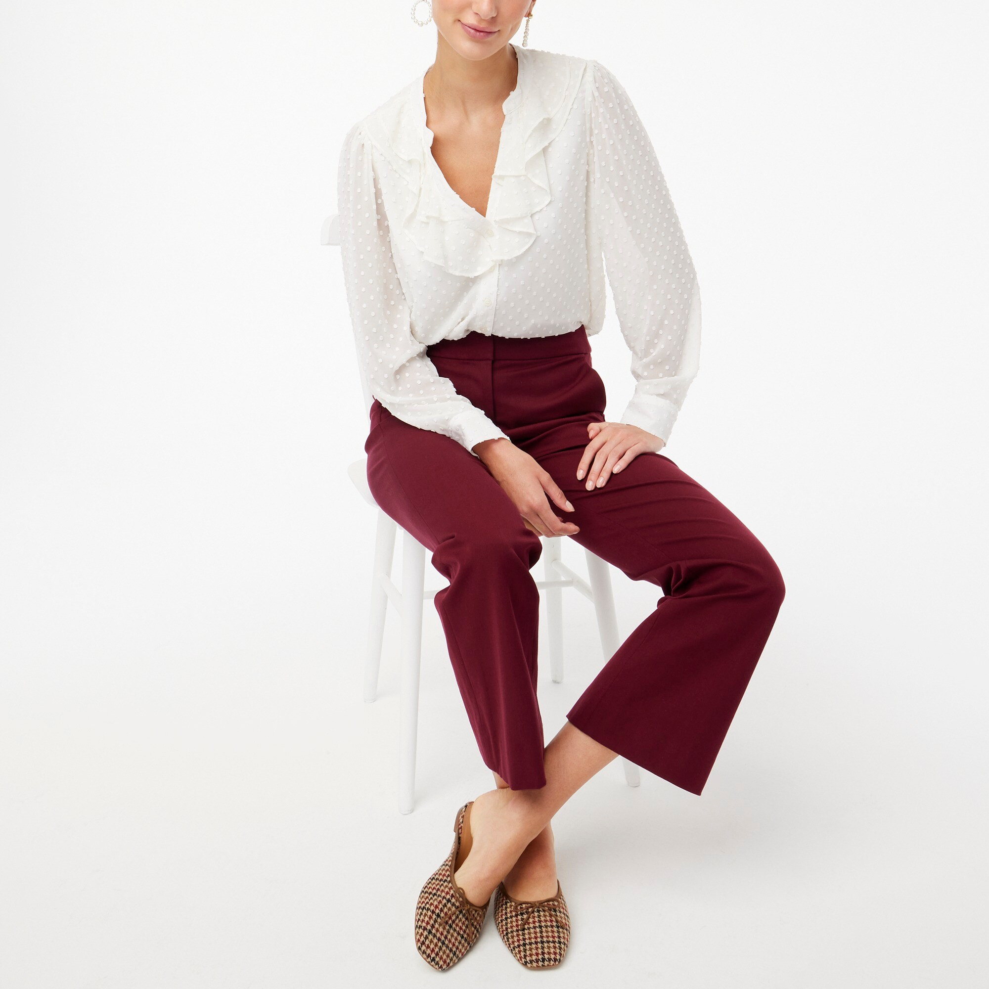 Clip-dot ruffle button-up shirt | J.Crew Factory