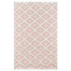Ella Modern Classic Pink Wool White Diamond Patterned Rug - 7'6"x9'6" | Kathy Kuo Home