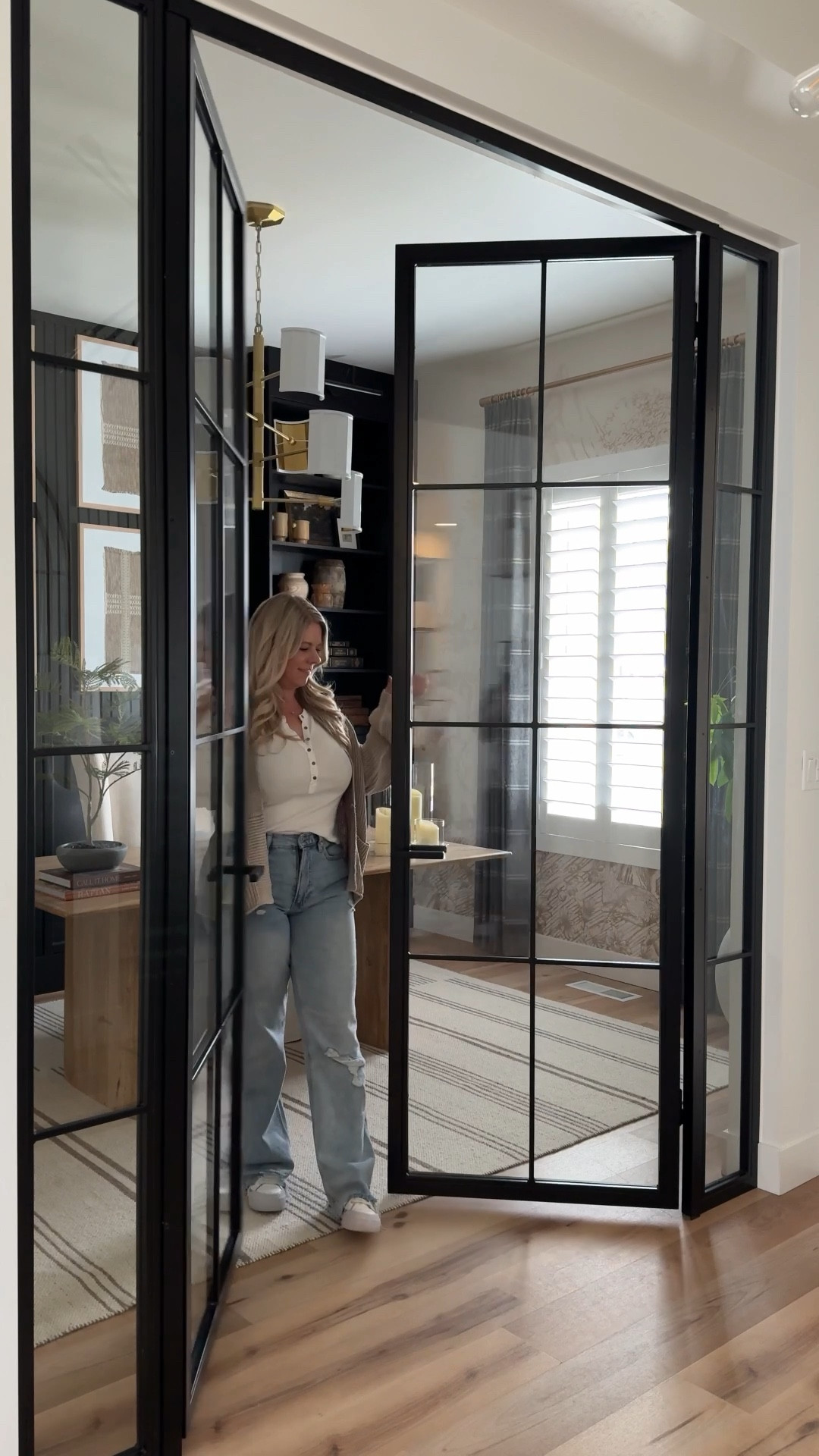 Home Office design and decor. Custom doors are from www.steelandstones.com and code: GREYBIRCH100 saves you $100

#LTKhome #LTKfindsunder100 #LTKVideo