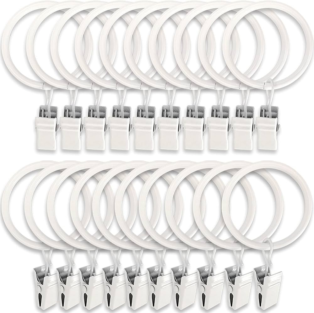 20 Pack Metal Curtain Rings with Clips, Curtain Clip Rings Hooks for Hanging Drapery Drapes Bows,... | Amazon (US)