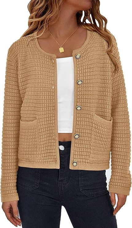PRETTYGARDEN Women Knit Cardigan Sweaters Fall Fashion Long Sleeve Open Front Button Down Trendy ... | Amazon (US)