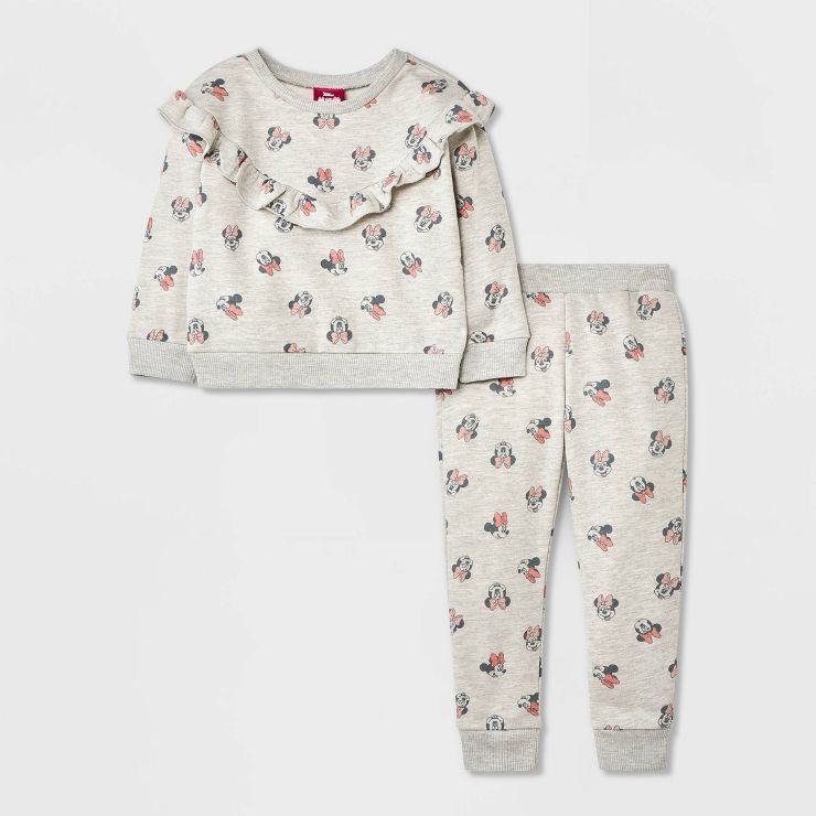 Toddler Girls' Minnie Mouse Top and Bottom Set - Gray | Target