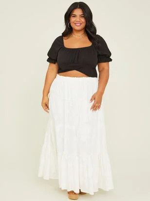 Catrine Floral Maxi Skirt in White | Arula | Arula