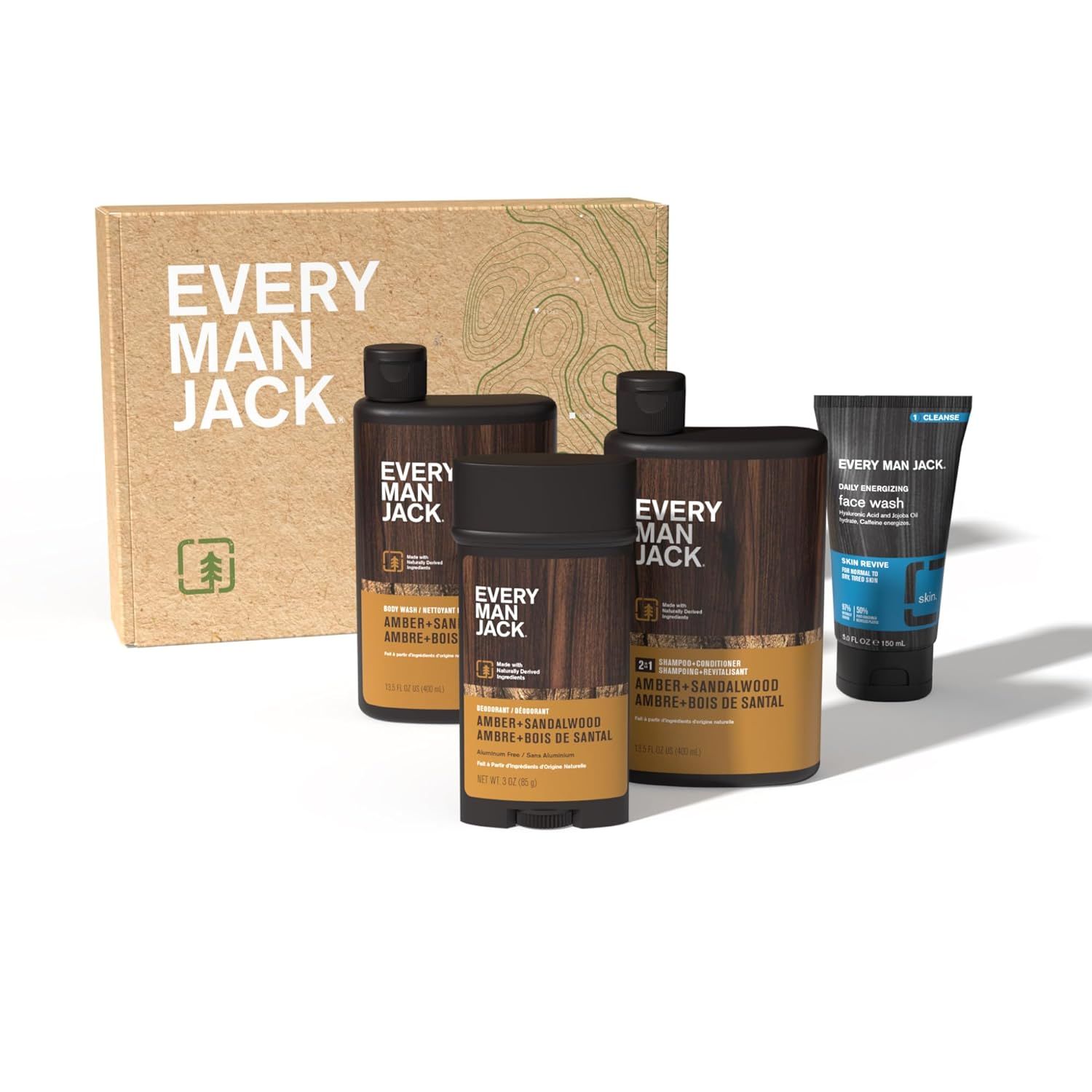 Every Man Jack Men’s Amber + Sandalwood Bath and Body Gift Set - Clean Ingredients & Sandalwood... | Amazon (US)