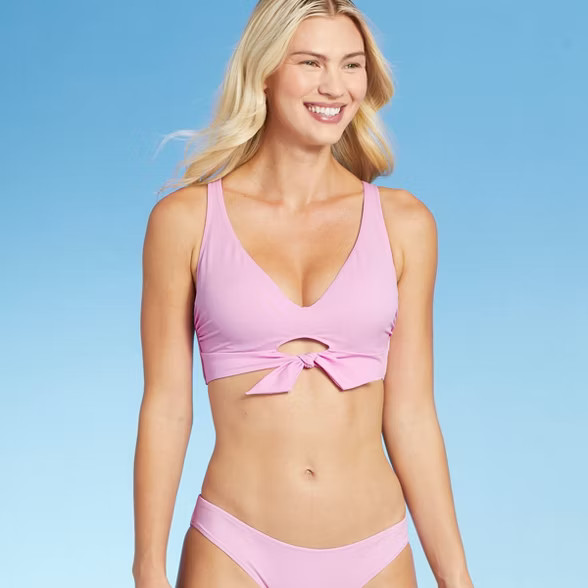 Women's Tie-Front Bralette Bikini Top - Shade & Shore™ Light Pink | Target