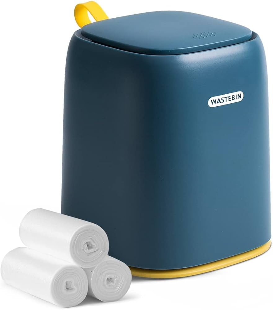 GILIF Tiny Desktop Trash Can with Lid,Mini Waste Bin with Push Button Cover with 90pcs Trash Bags... | Amazon (US)