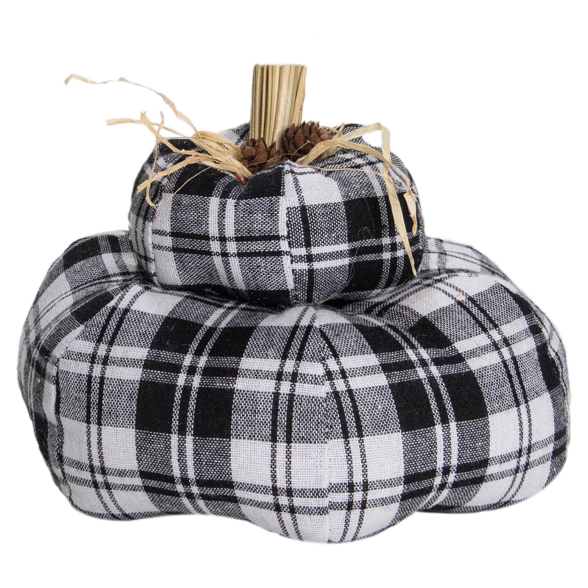 Northlight 6.5" Black and White Plaid Stacked Fall Harvest Tabletop Pumpkin | Walmart (US)
