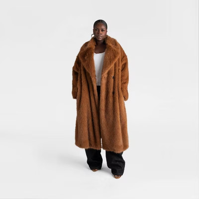 KBB by KAHLANA Women's 'The Oversized Faux Fur Trench Coat' - Teddy Brown | Target