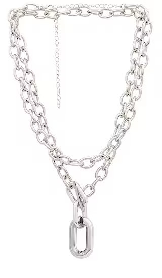 Amber Sceats Large Chain Layered Necklace in Metallic Silver. | Revolve Clothing (Global)