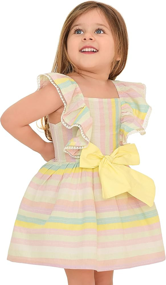 Lilax Little Girl Boho Stripe Girl Easter Toddler Colorful Summer Dress | Amazon (US)
