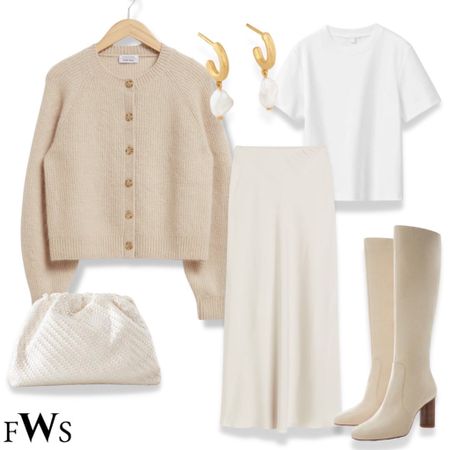 Styling in a cardigan in the white T-shirt for autumn 🤍🍂

Maxi certain, long skirt, silk skirt, white skirt, neutral, outfit, neutral skirt, effortless chic elegant  workwear office outfit curve midsize parisian style other stories cos H&M Mango Anthropologie Monica vinader 

#LTKSeasonal #LTKU #LTKHoliday