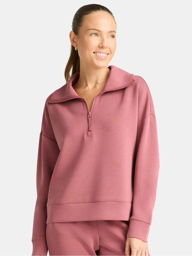 Avia Women's and Women's Plus Knit Quarter Zip Pullover, Sizes XS-4X | Walmart (US)