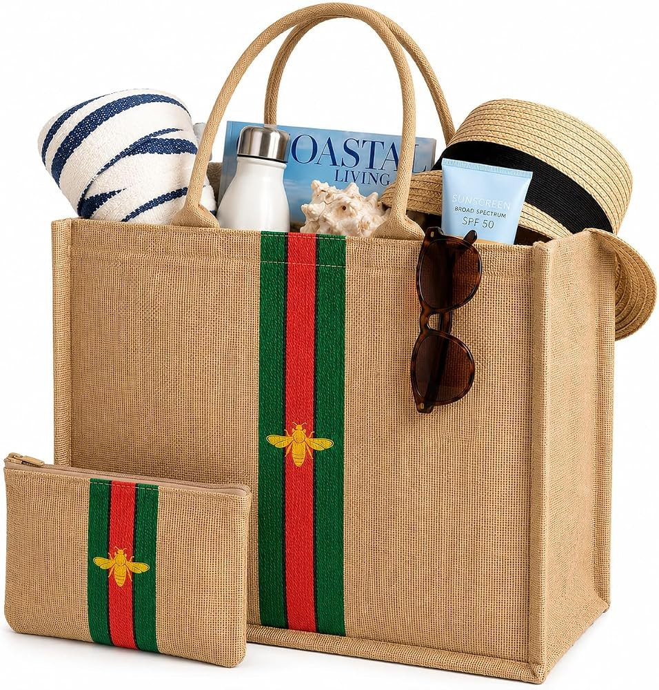 Large Beach Bag Jute Woven Tote | Amazon (US)