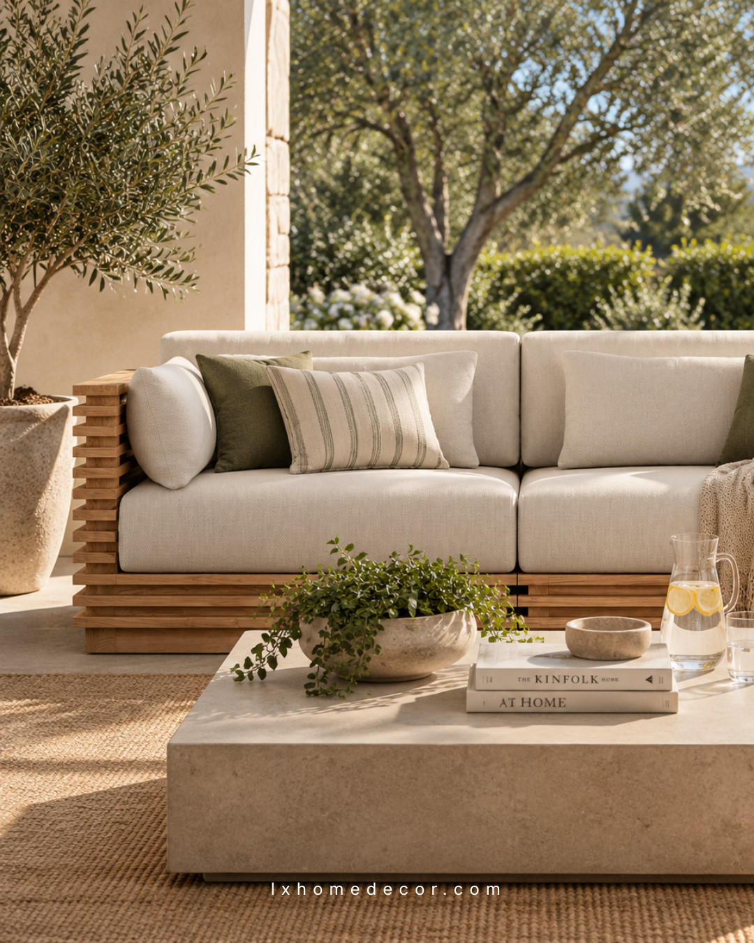Loving this cozy outdoor patio setup. 🤍

This neutral outdoor sofa creates the perfect spot for relaxing, with soft cushions, natural wood details, and earthy textures that blend beautifully with the garden setting. It’s a great fit for modern, organic, and minimalist outdoor spaces.


Shop this look below 🤍

Outdoor sofa, patio furniture, neutral home decor, organic modern style, Mediterranean patio, cozy outdoor living, minimalist decor, natural wood furniture, outdoor lounge ideas, neutral living space 

 #LTKOver40 #LTKHome #LTKSaleAlert